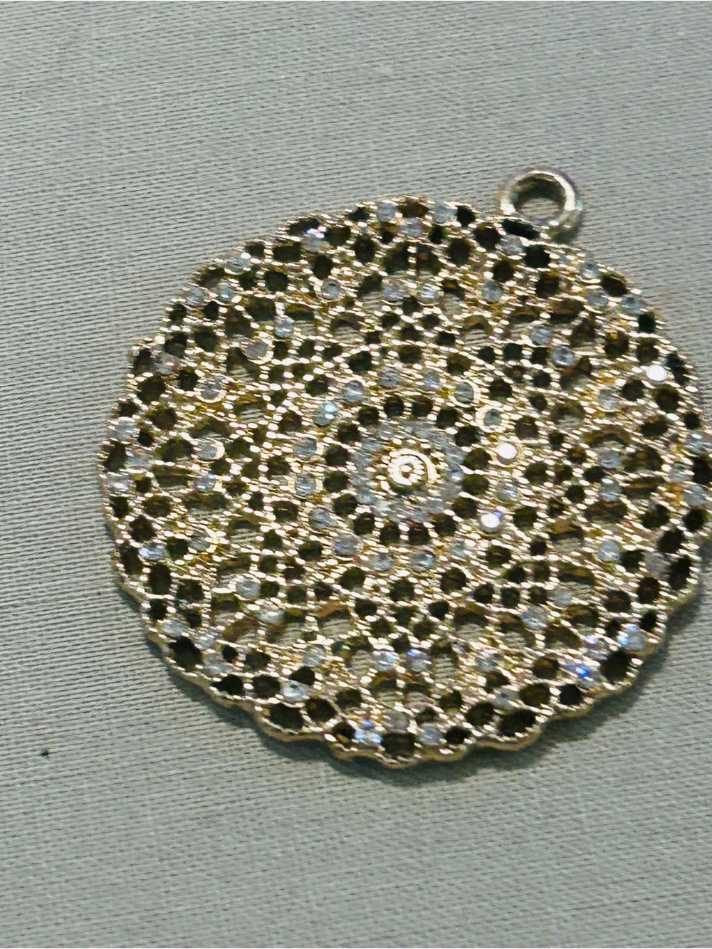 Gold-Tone Filigree Circle Pendant Necklace - Delicate Sparkle